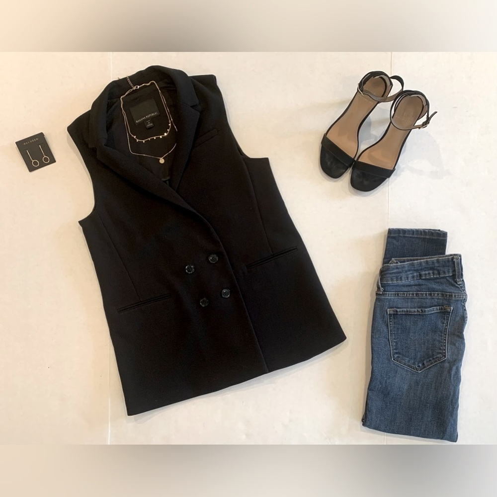Black double breasted vest